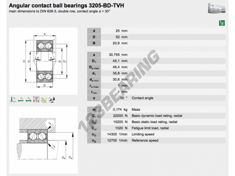 FAG Bearings DOUBLE ROW ANGULAR CONTACT BALL BREARINGS 3306-BD-2Z FAG Bearings DOUBLE ROW ANGULAR CONTACT BALL BREARINGS 3306-BD-2Z